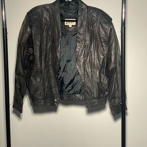 Black Bomber Leather Jacket